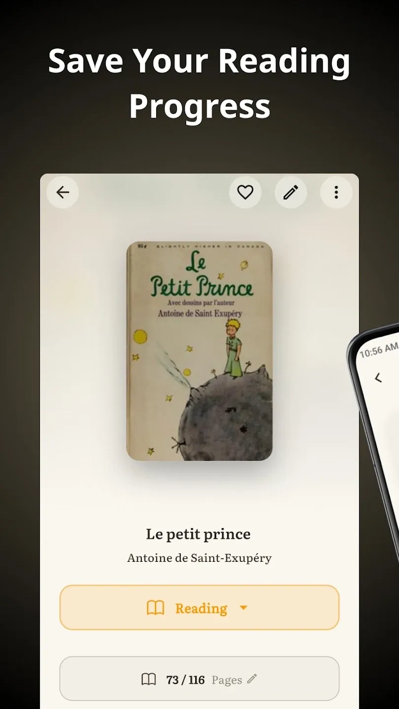 Booktou book progress screen